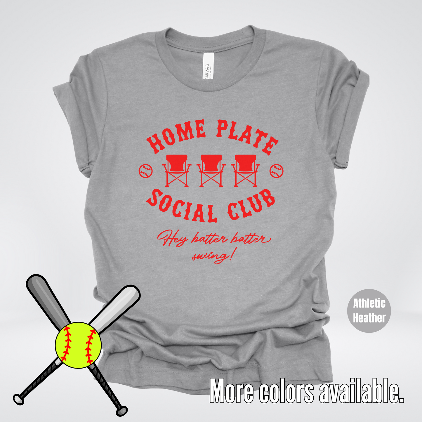 Home Plate Social Club – Red Design - Softball Baseball T-Shirt