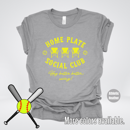 Home Plate Social Club – Yellow Design - Softball Baseball T-Shirt