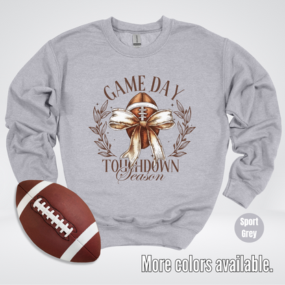 Game Day Touchdown Season Football Coquette Crewneck Sweatshirt