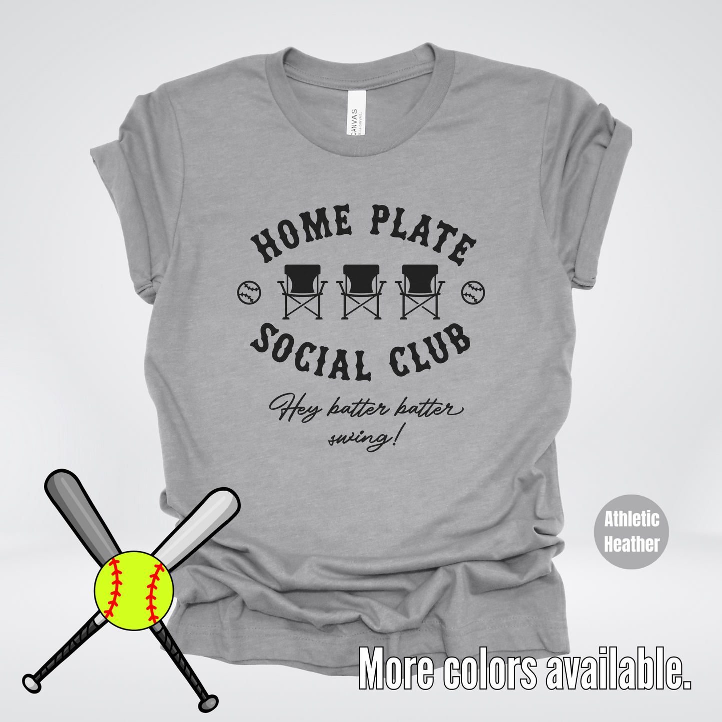 Home Plate Social Club – Black Design - Softball Baseball T-Shirt