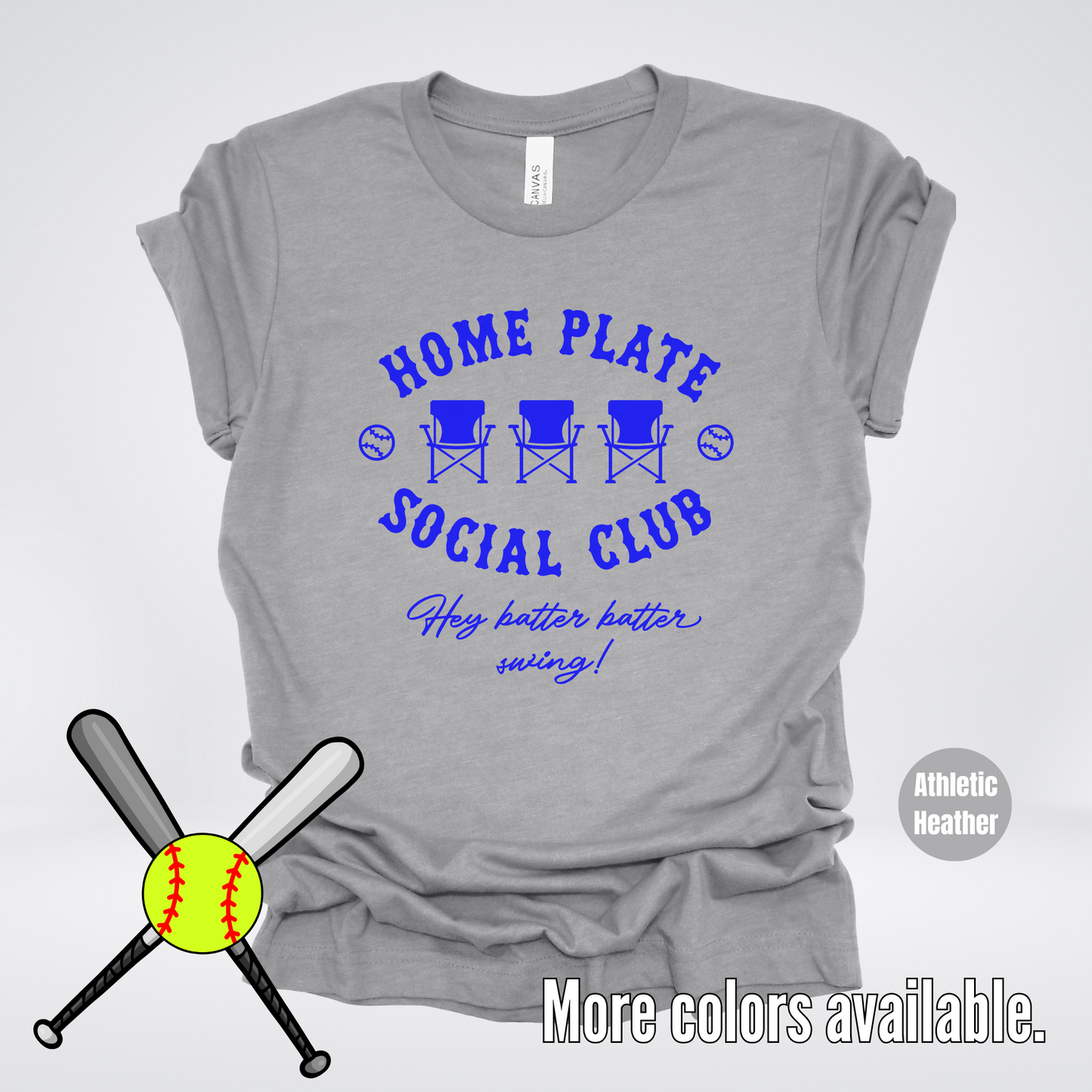 Home Plate Social Club – Blue Design - Softball Baseball T-Shirt