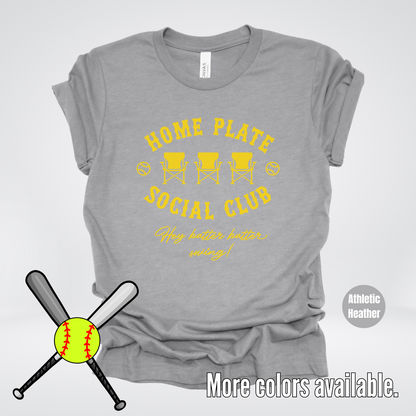 Home Plate Social Club – Gold Design - Softball Baseball T-Shirt