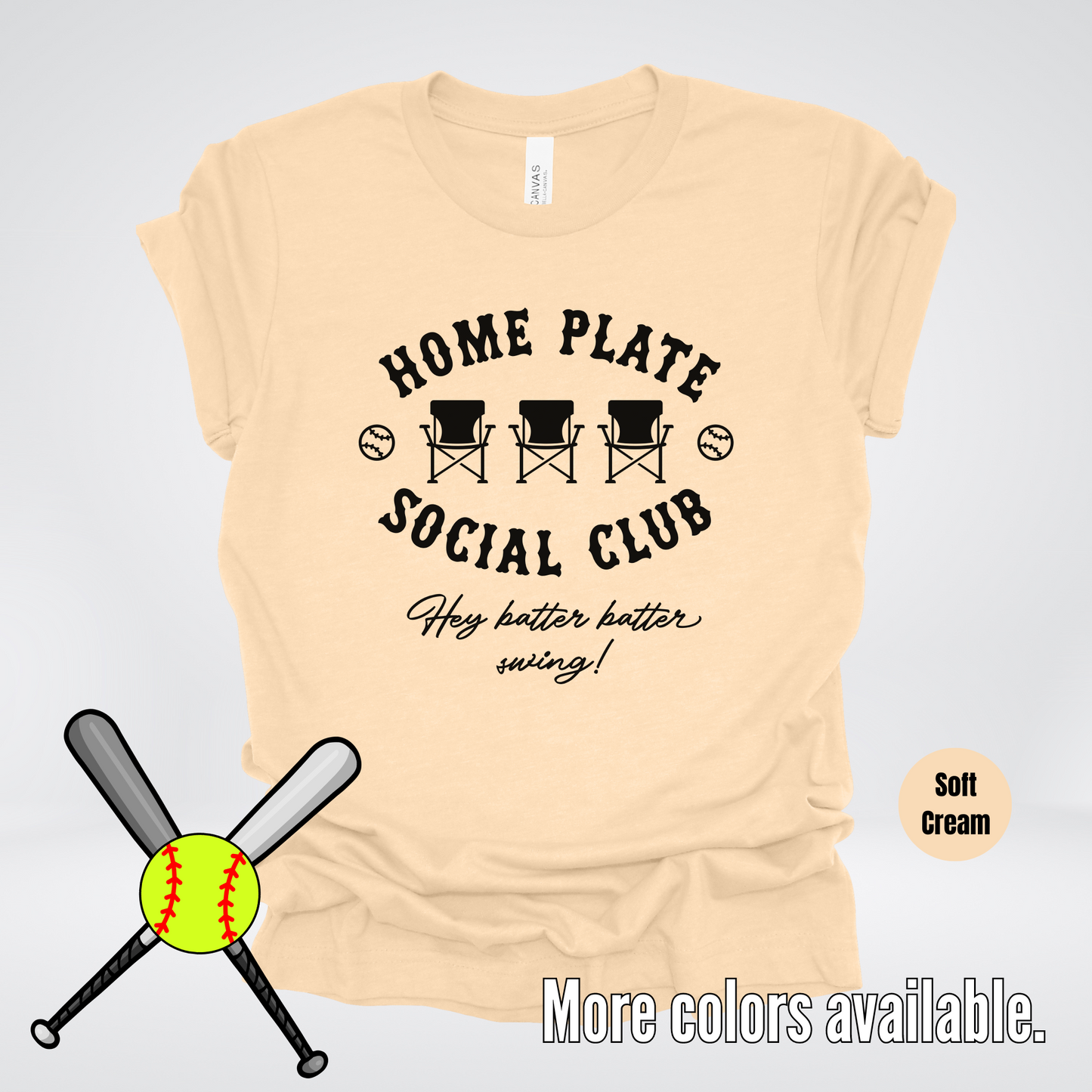 Home Plate Social Club – Black Design - Softball Baseball T-Shirt