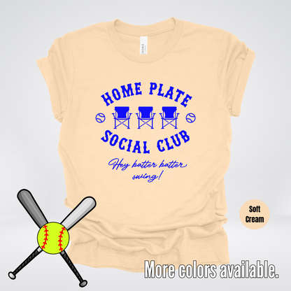 Home Plate Social Club – Blue Design - Softball Baseball T-Shirt