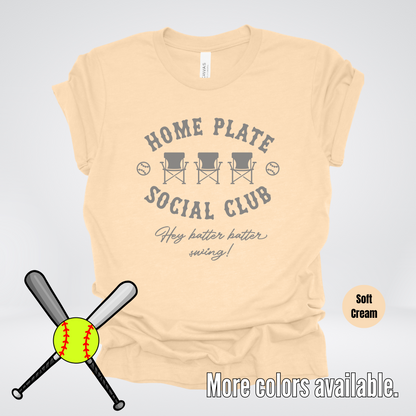 Home Plate Social Club – Gray Design - Softball Baseball T-Shirt