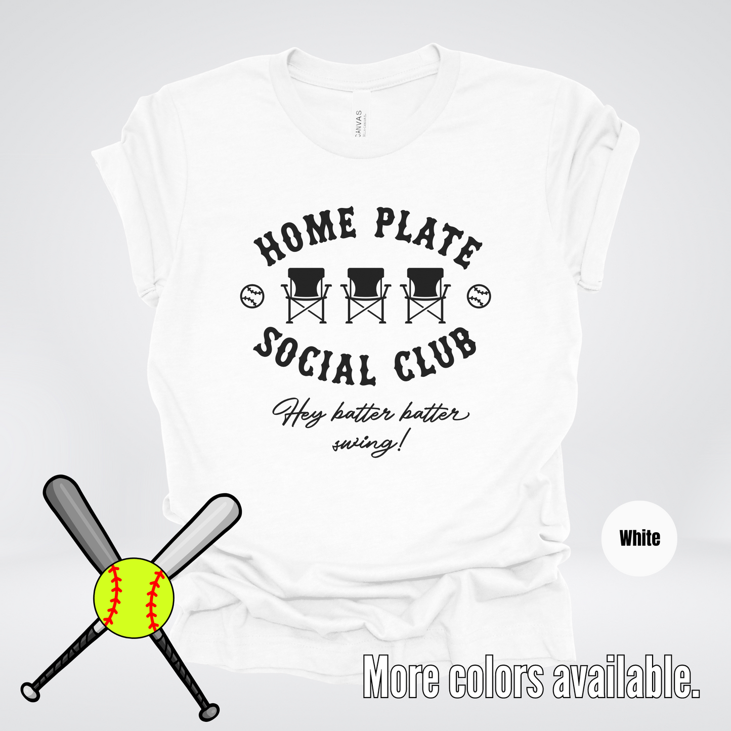 Home Plate Social Club – Black Design - Softball Baseball T-Shirt