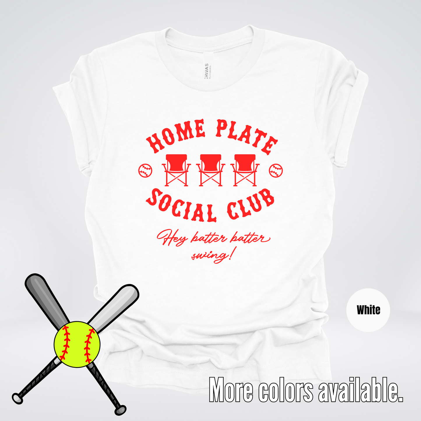 Home Plate Social Club – Red Design - Softball Baseball T-Shirt