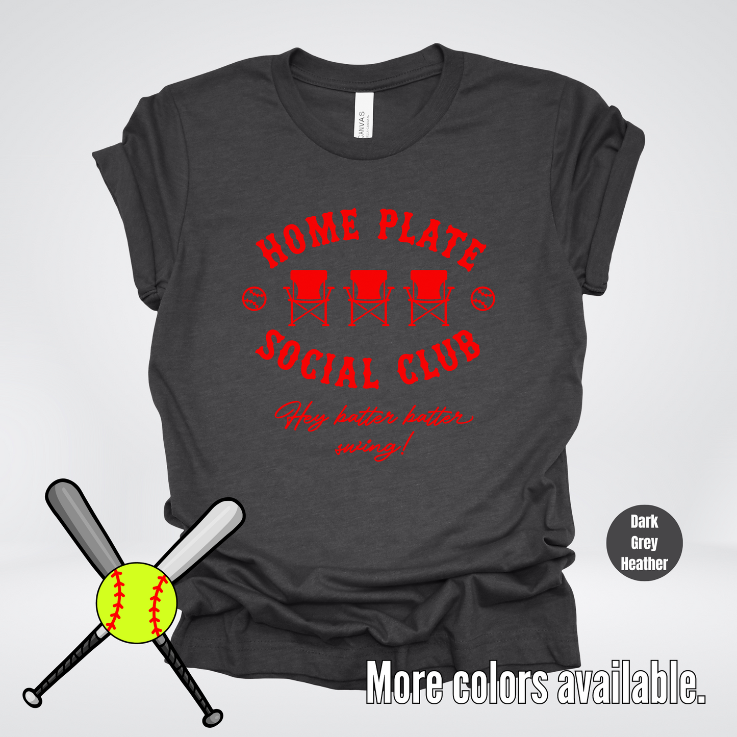 Home Plate Social Club – Red Design - Softball Baseball T-Shirt