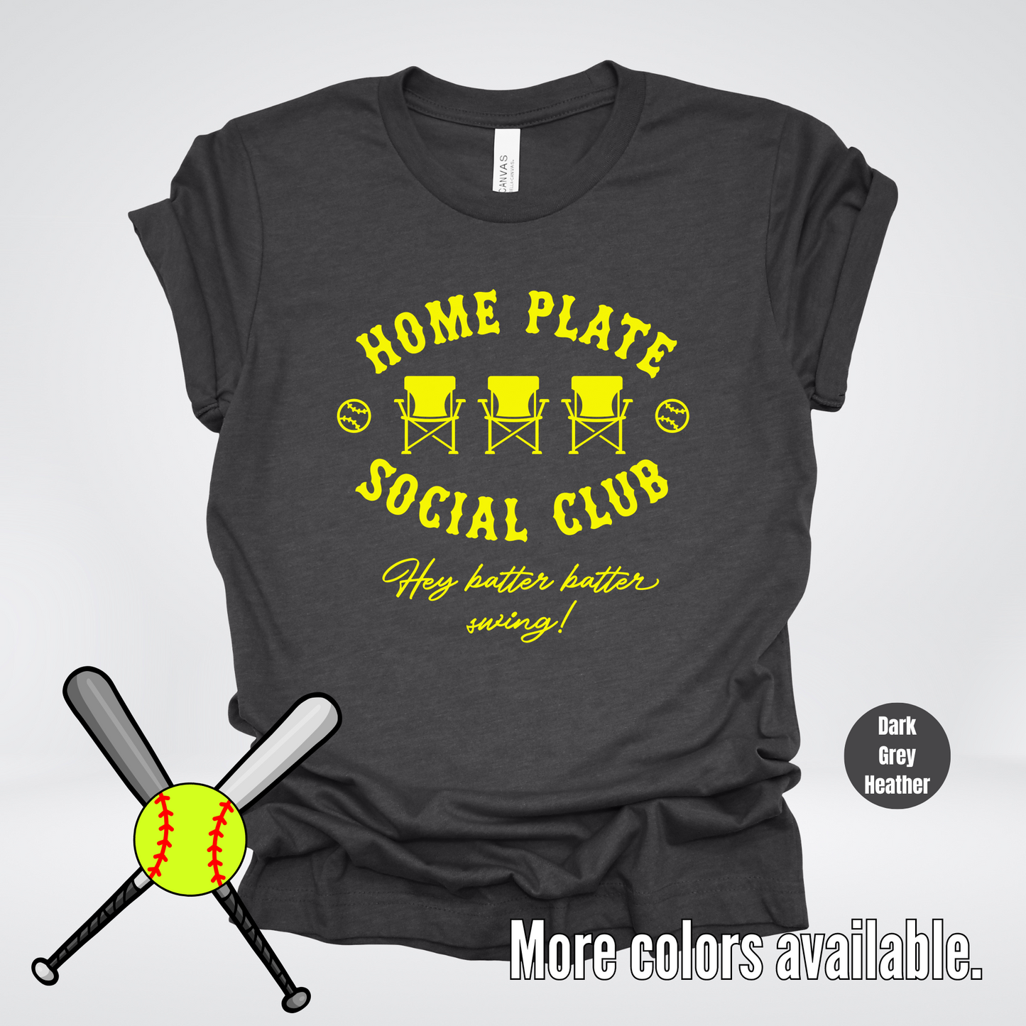 Home Plate Social Club – Yellow Design - Softball Baseball T-Shirt