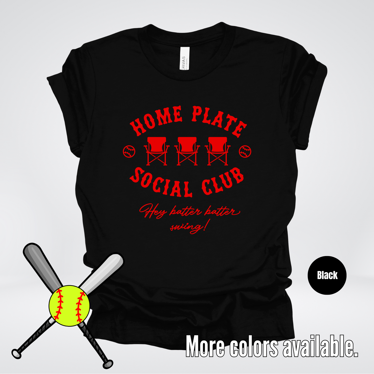 Home Plate Social Club – Red Design - Softball Baseball T-Shirt