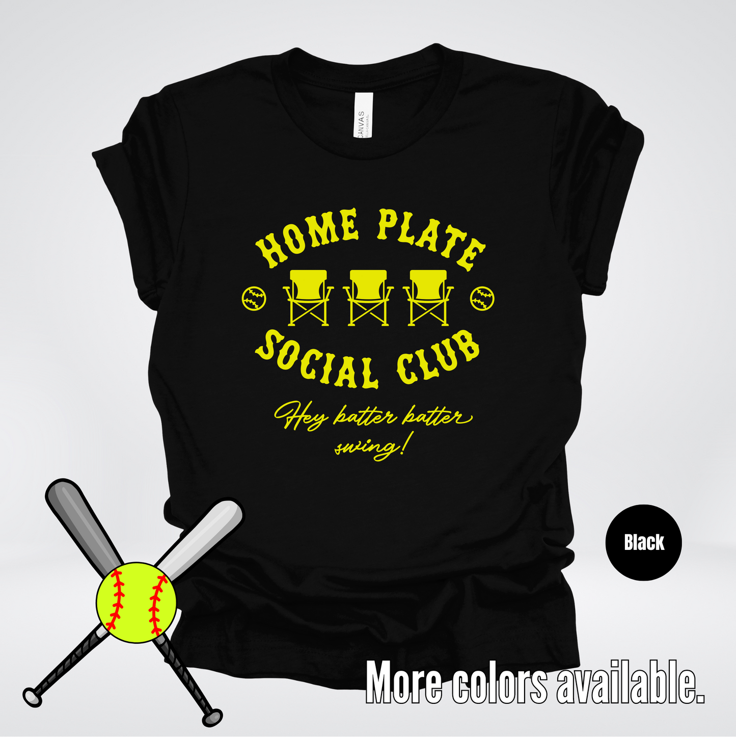 Home Plate Social Club – Yellow Design - Softball Baseball T-Shirt