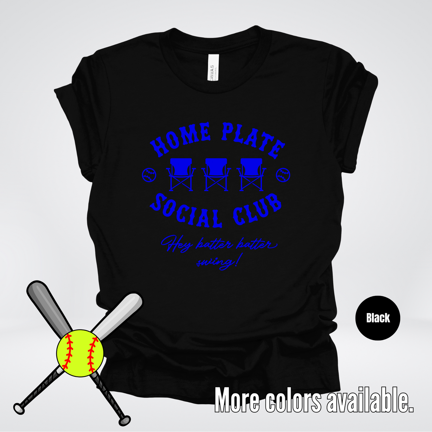 Home Plate Social Club – Blue Design - Softball Baseball T-Shirt