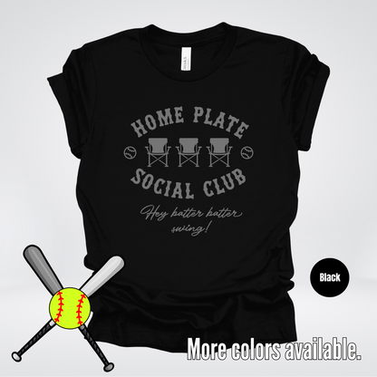 Home Plate Social Club – Gray Design - Softball Baseball T-Shirt