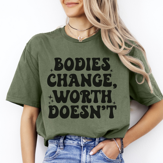 Bodies Change Worth Doesn't Unisex Softstyle T-Shirt