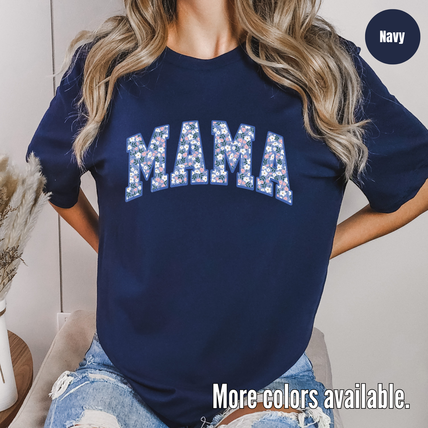 Blue Floral Mama T-Shirt