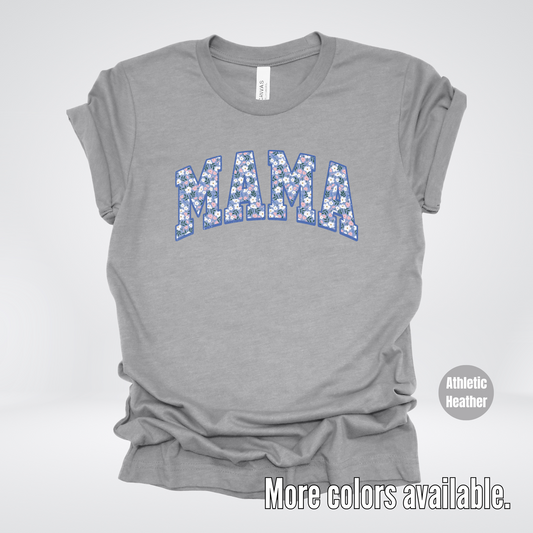 Blue Floral Mama T-Shirt