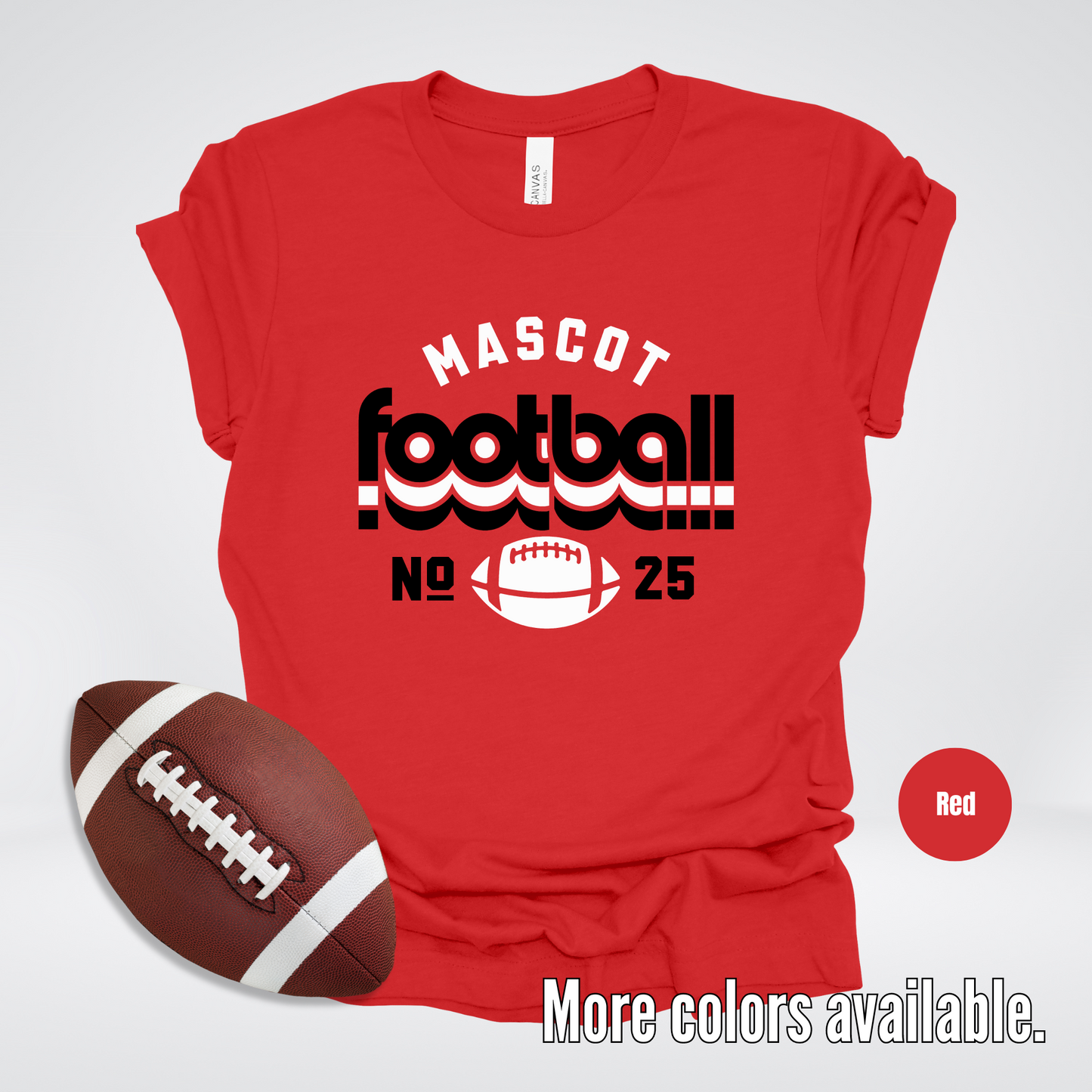 Custom Mascot & Number – Black Retro - Football Design 10 T-Shirt