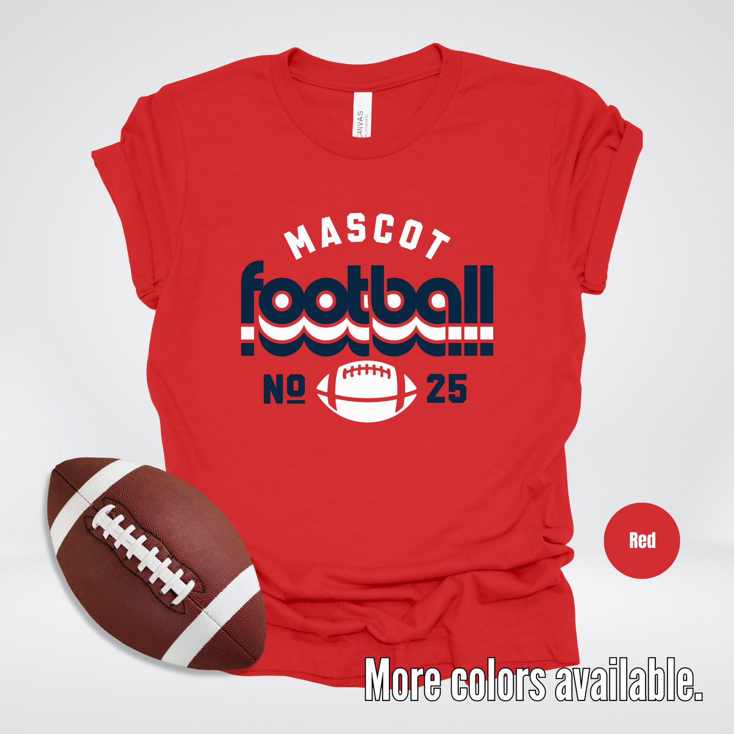 Custom Mascot & Number – Navy Retro - Football Design 7 T-Shirt