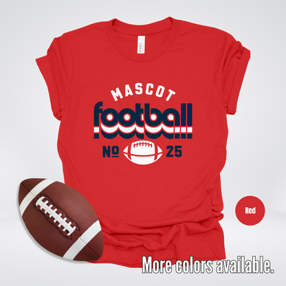 Custom Mascot & Number – Navy Retro - Football Design 7 T-Shirt