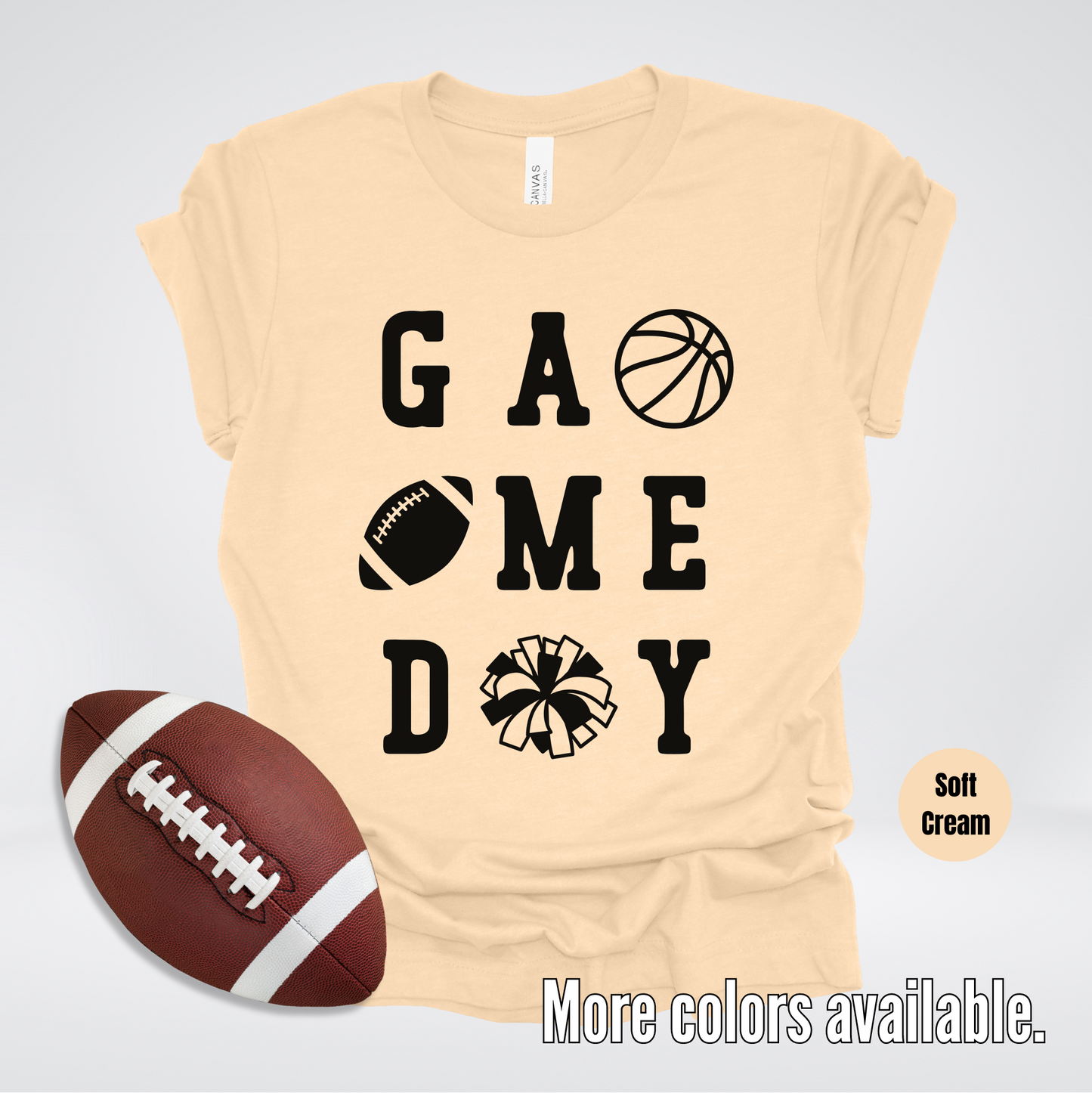 Game Day Basketball Football Cheer Black Design T-Shirt