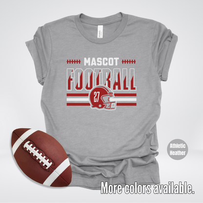 Custom Mascot & Number - Maroon - Football Design 6 T-Shirt