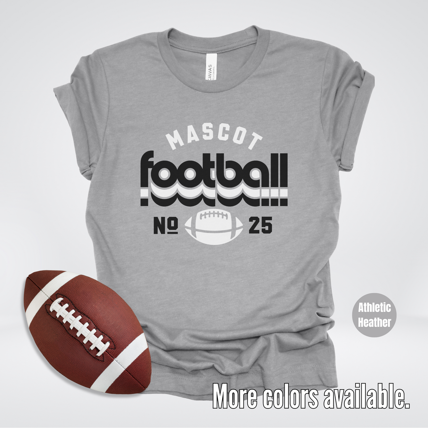 Custom Mascot & Number – Black Retro - Football Design 10 T-Shirt