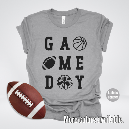 Game Day Basketball Football Cheer Black Design T-Shirt