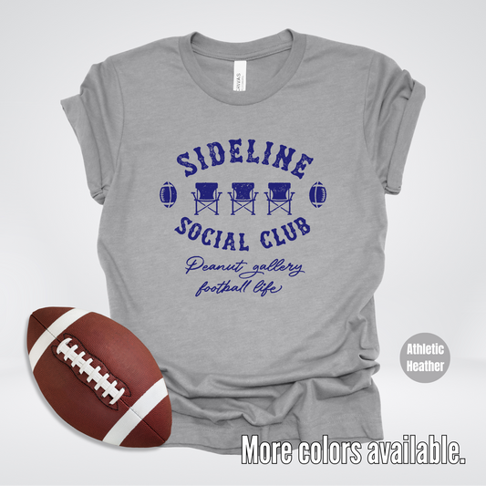 Sideline Social Club Peanut Gallery Football Life Navy Design T-Shirt