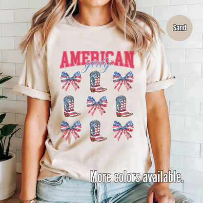 American Girly Bows And Boots Coquette Unisex Softstyle T-Shirt