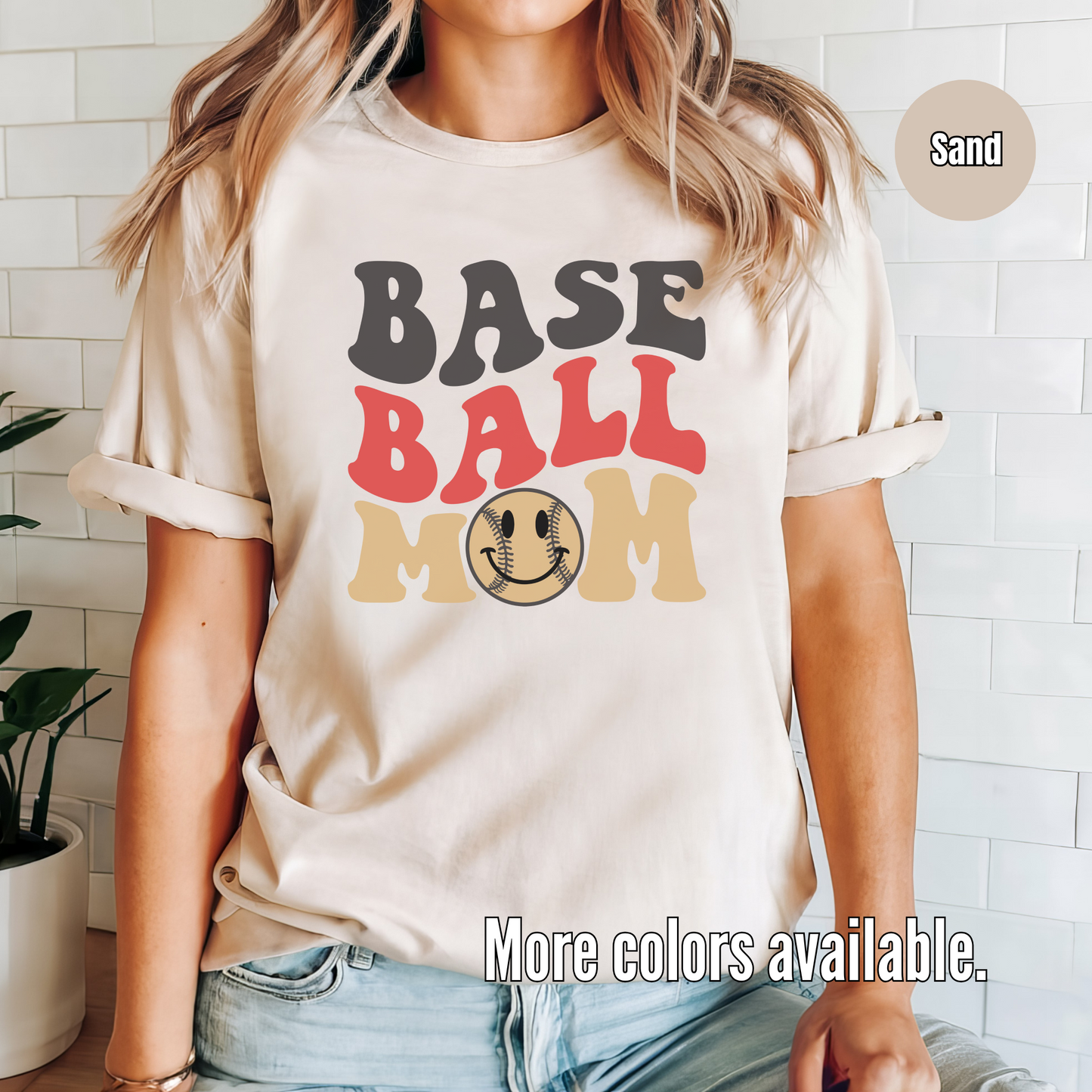 Baseball Mom Black Red Beige T-Shirt