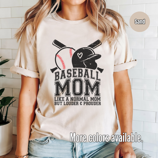 Baseball Mom Louder And Prouder Distressed Black Softstyle T-Shirt