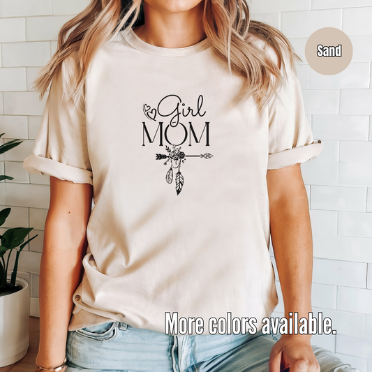 Girl Mom Roses Arrow And Feathers Unisex Softstyle T-Shirt