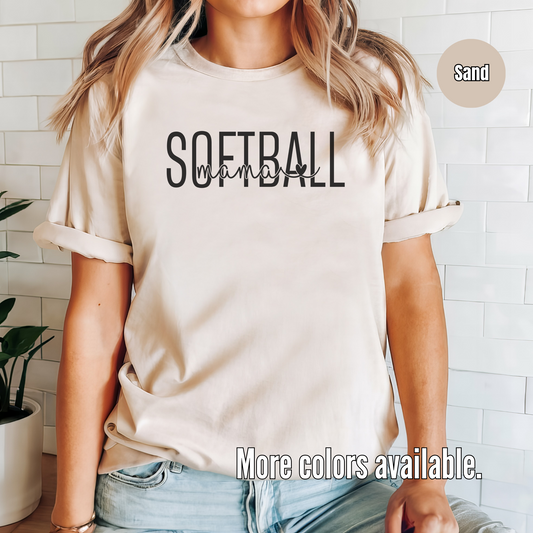 SOFTBALL mama T-Shirt - Black Lettering