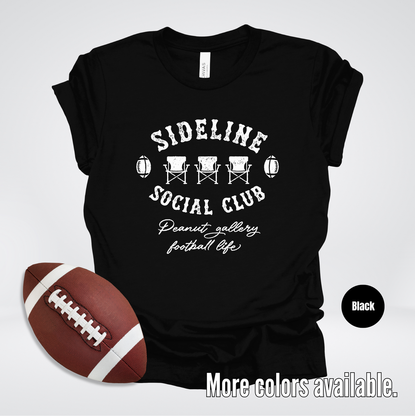 Sideline Social Club Peanut Gallery Football Life White Design T-Shirt