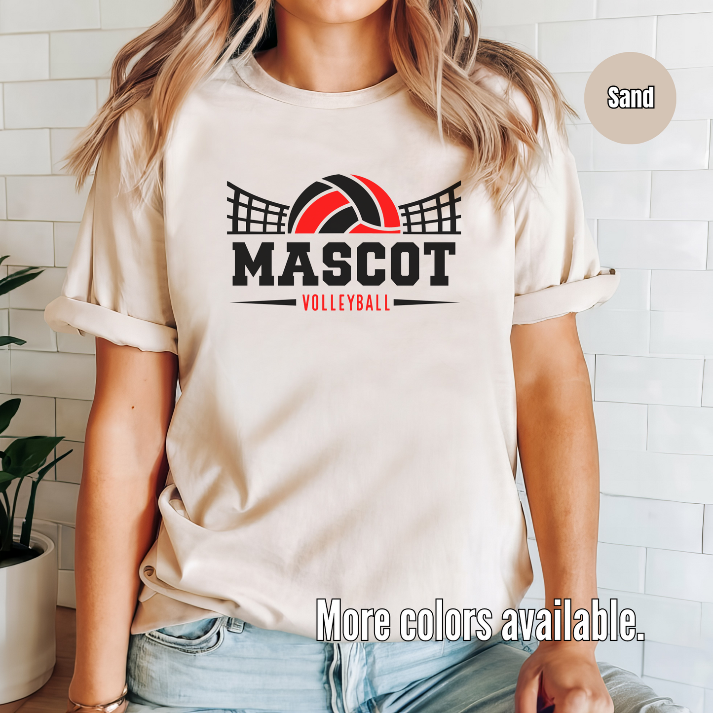 Custom Mascot - Red - Volleyball Design 4 T-Shirt