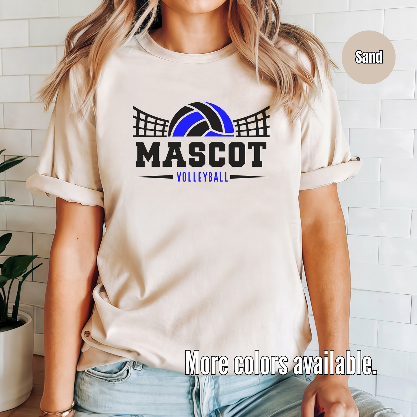 Custom Mascot - Blue - Volleyball Design 5 T-Shirt