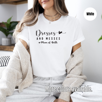 Dresses And Messes Mom Of Both Unisex Softstyle T-Shirt