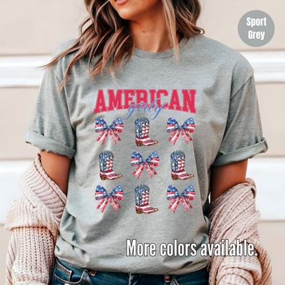 American Girly Bows And Boots Coquette Unisex Softstyle T-Shirt