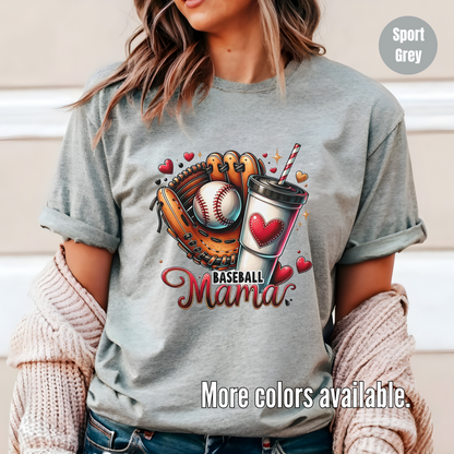 Baseball Mama Cup And Glove Softstyle T-Shirt