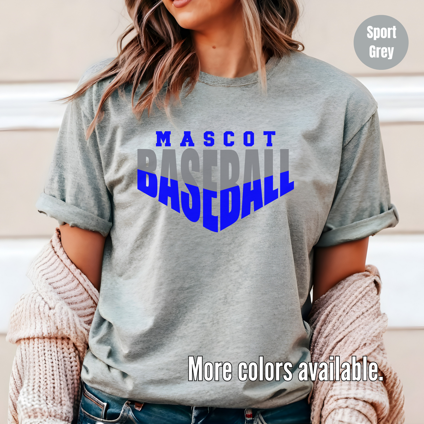 Custom Mascot  - Blue - Baseball Design 2 T-Shirt