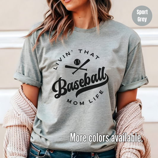 Livin' That Baseball Mom Life Black Lettering T-Shirt