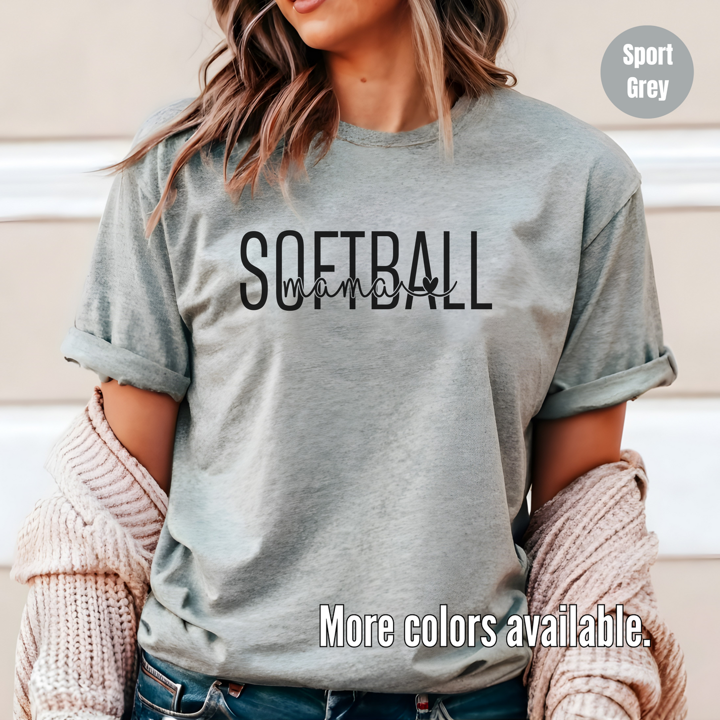 SOFTBALL mama T-Shirt - Black Lettering