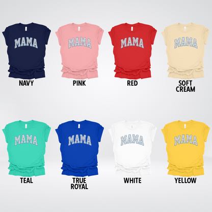 Baby Blue Floral Mama T-Shirt