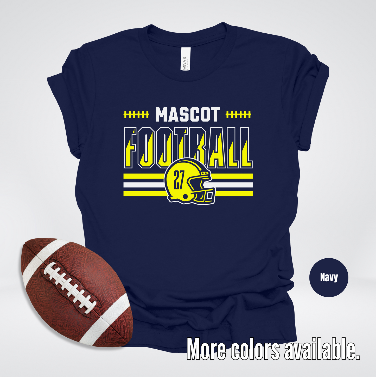 Custom Mascot & Number - Yellow - Football Design 4 T-Shirt