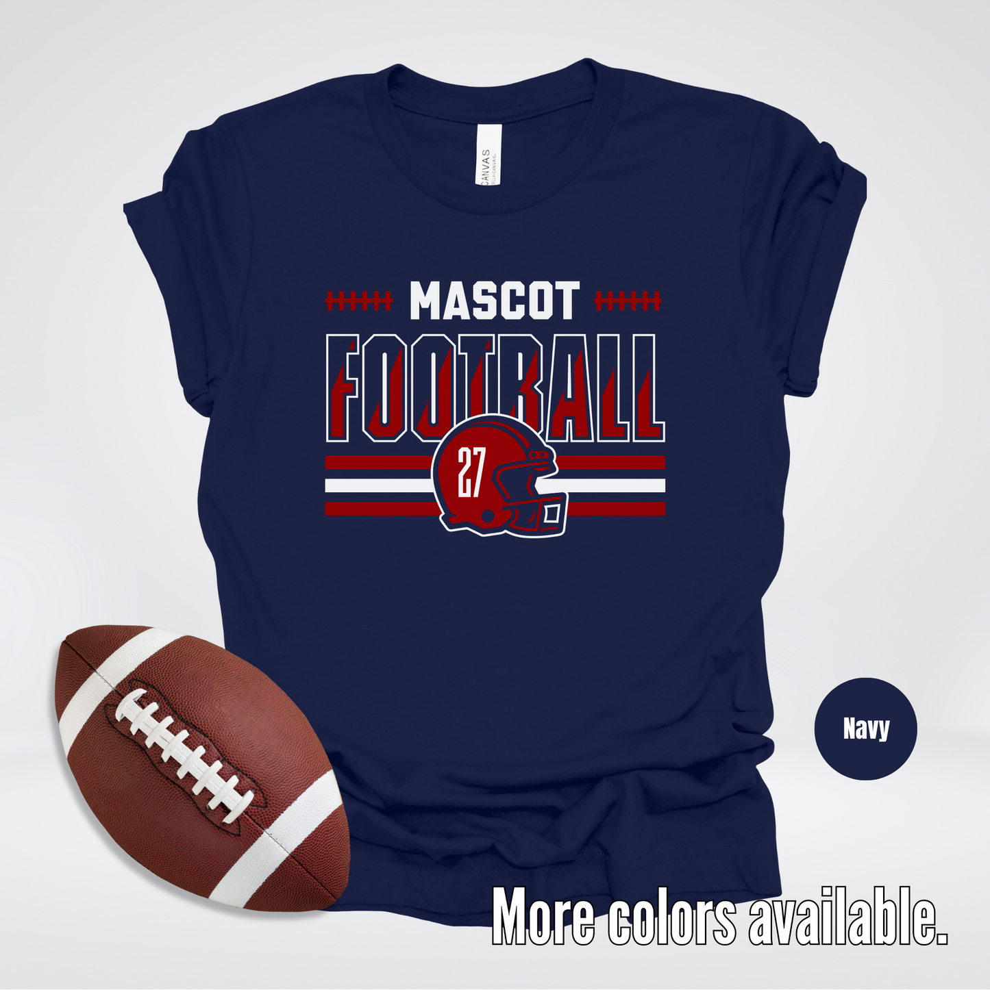 Custom Mascot & Number - Maroon - Football Design 6 T-Shirt