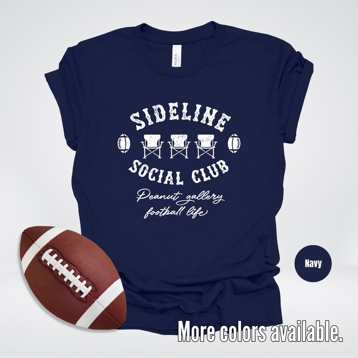 Sideline Social Club Peanut Gallery Football Life White Design T-Shirt