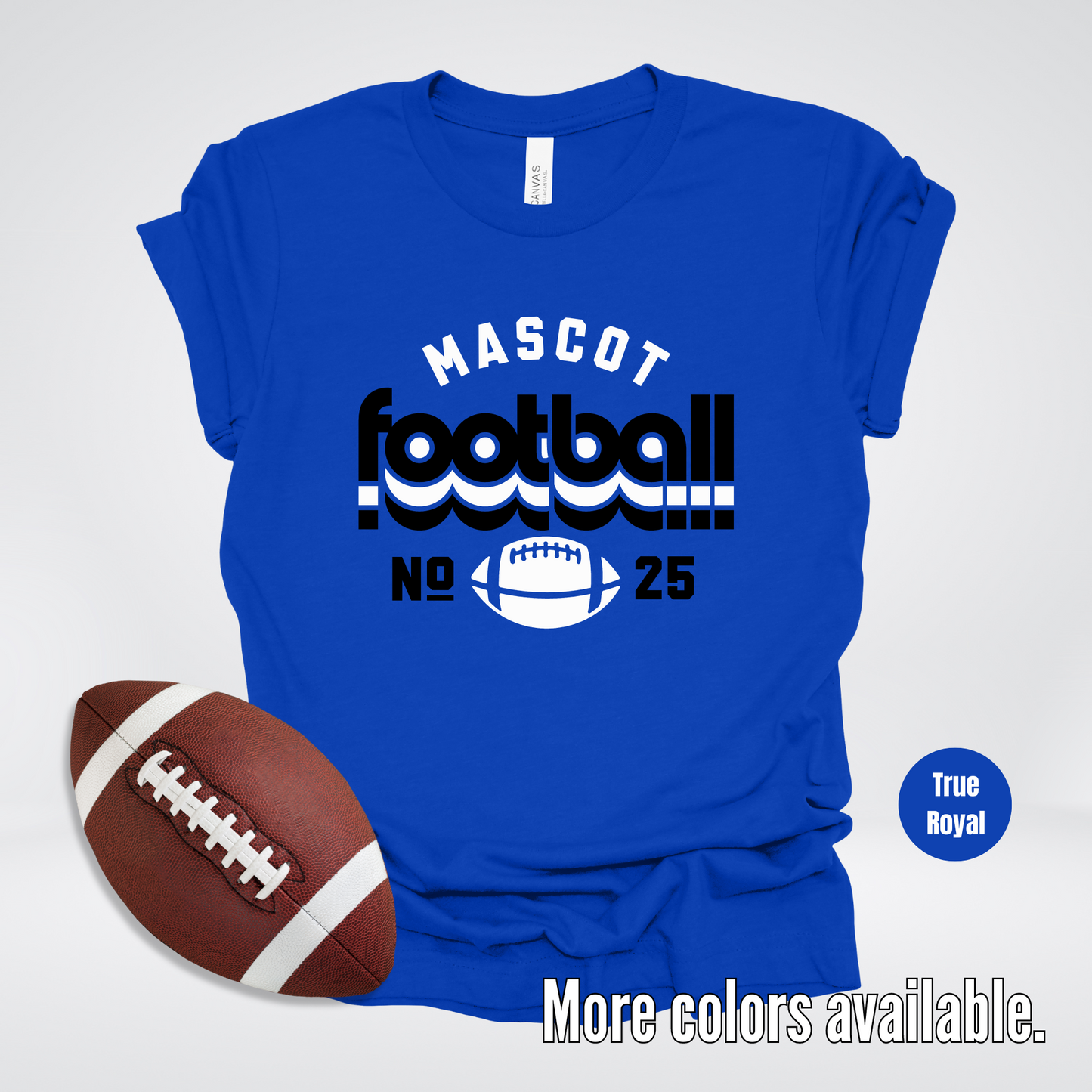 Custom Mascot & Number – Black Retro - Football Design 10 T-Shirt