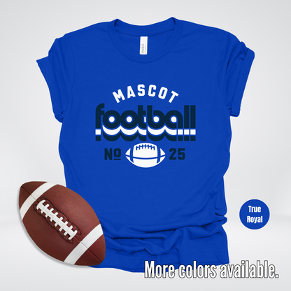 Custom Mascot & Number – Navy Retro - Football Design 7 T-Shirt