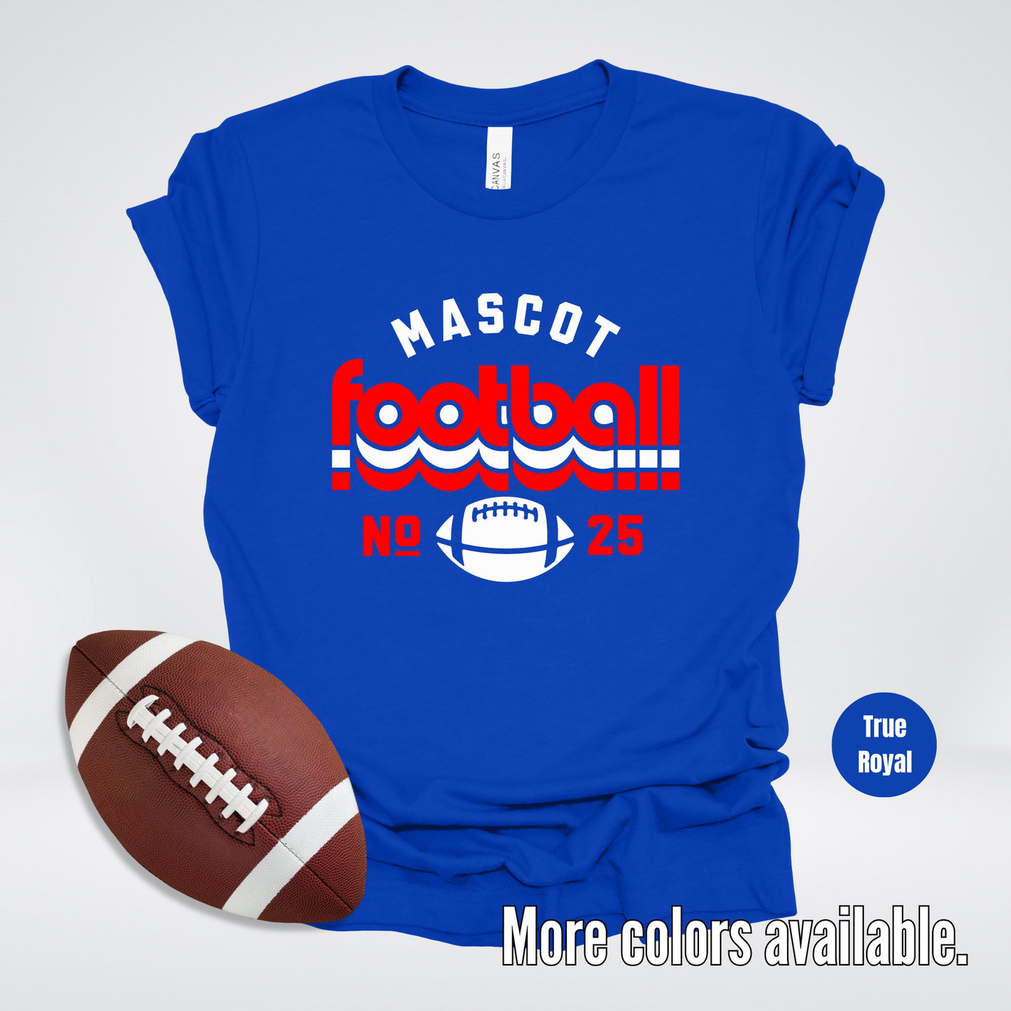 Custom Mascot & Number – Red Retro - Football Design 8 T-Shirt