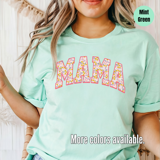 Mama Floral Pink Heavy Cotton T-Shirt